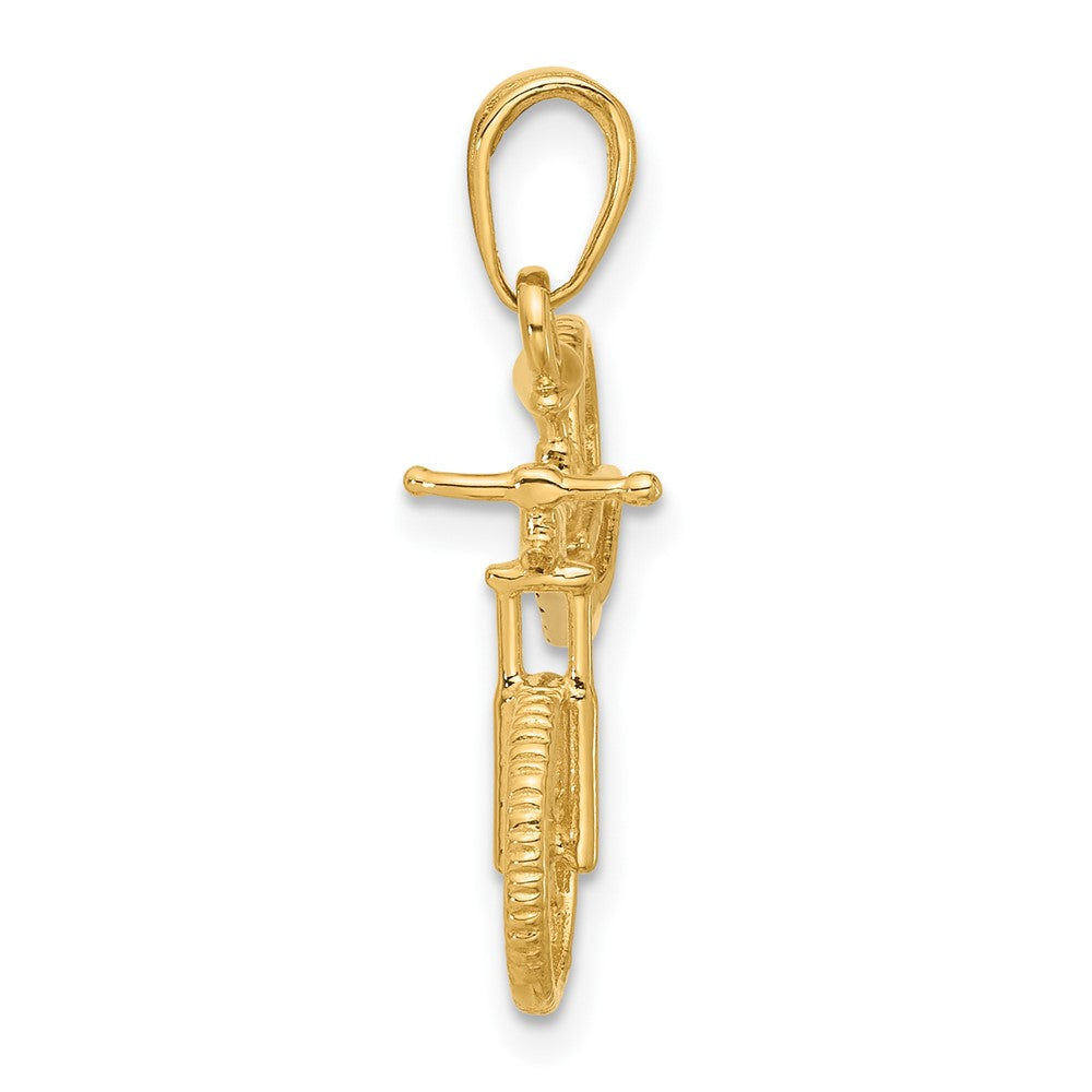 14K Gelb & Rhodium und Weiß Rhodium Diamantiert 3d Bicycle Anhänger