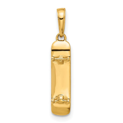 14K Gelb & Rhodium und Weiß Rhodium Diamantiert Skateboard Anhänger
