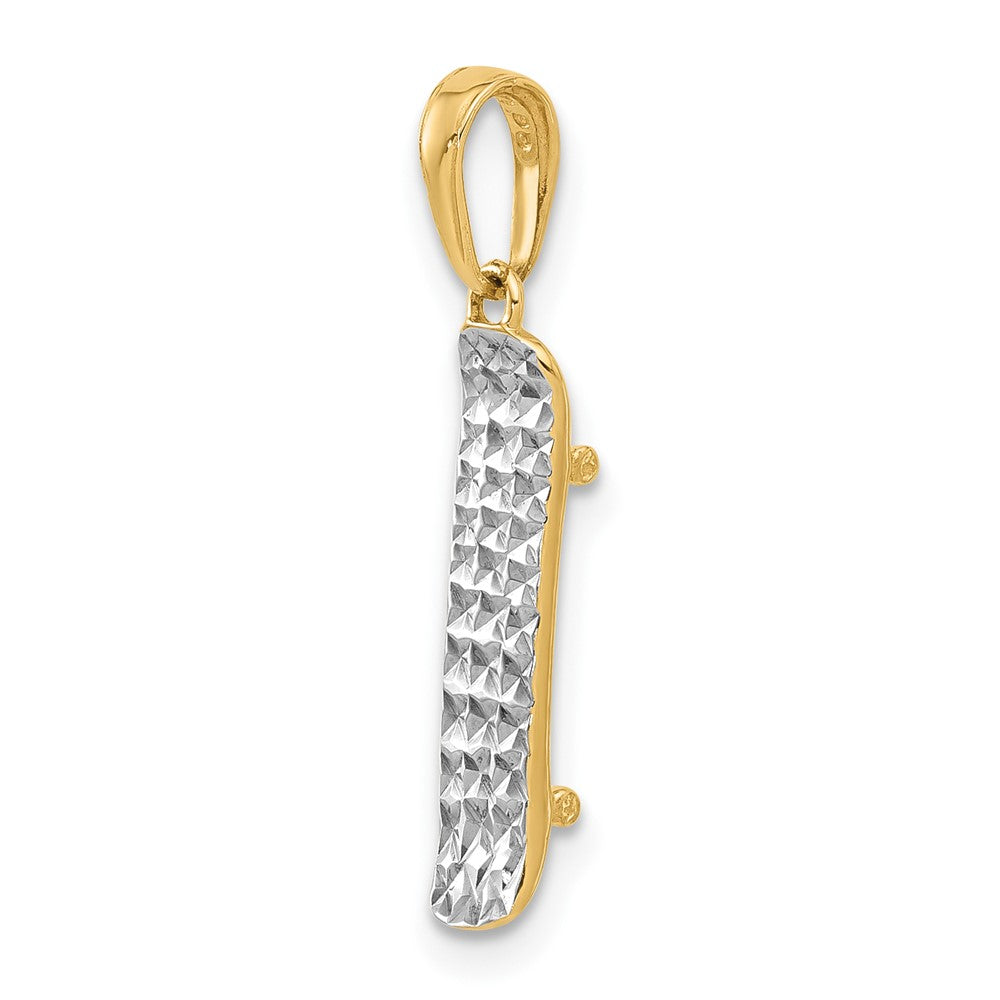 14K Gelb & Rhodium und Weiß Rhodium Diamantiert Skateboard Anhänger