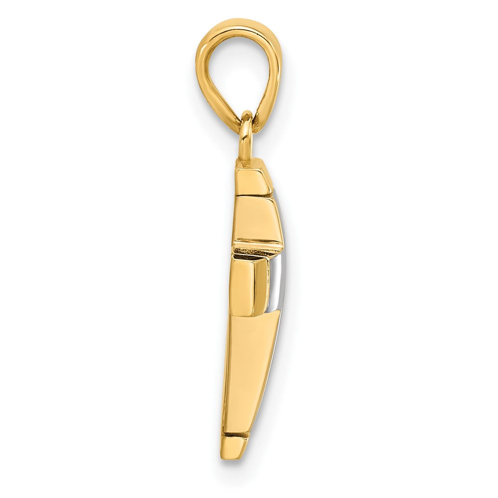 14K Bicolor Poliert Kreuz Anhänger