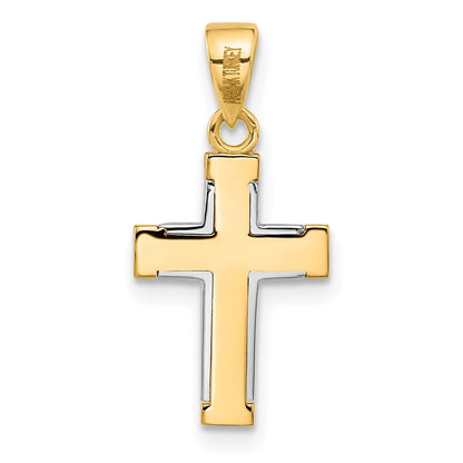 14K Bicolor Poliert Kreuz Anhänger