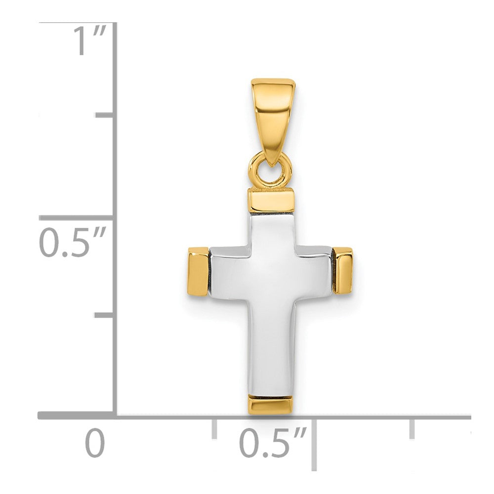 14K Bicolor Poliert Kreuz Anhänger