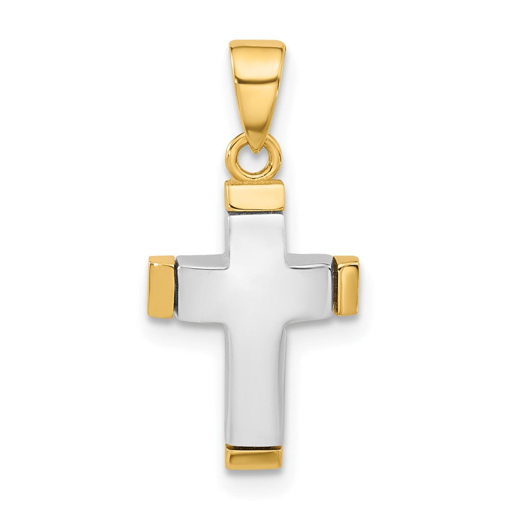 14K Bicolor Poliert Kreuz Anhänger