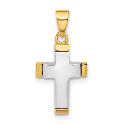 14K Bicolor Poliert Kreuz Anhänger