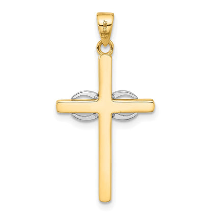 14K Bicolor Poliert Unendlichkeit Kreuz Anhänger