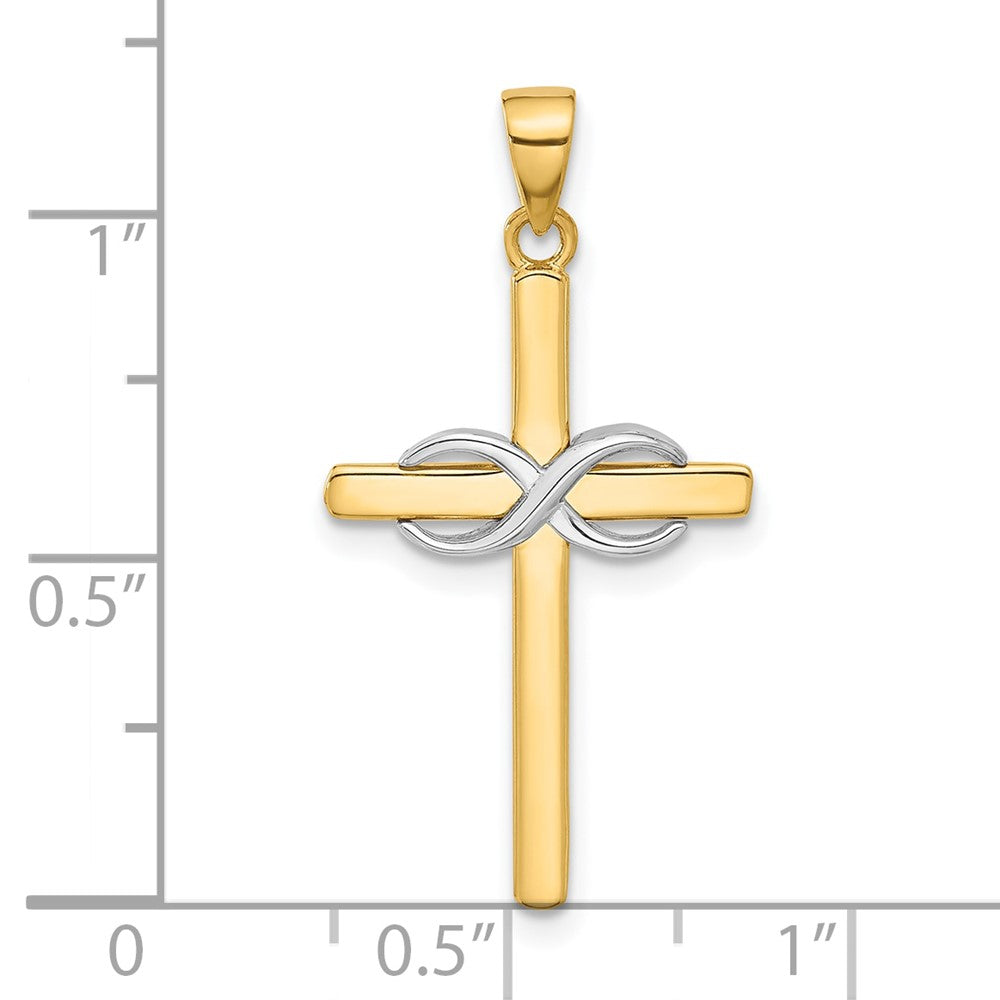 14K Bicolor Poliert Unendlichkeit Kreuz Anhänger