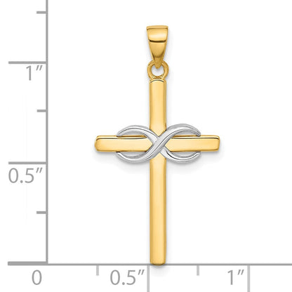 14K Bicolor Poliert Unendlichkeit Kreuz Anhänger