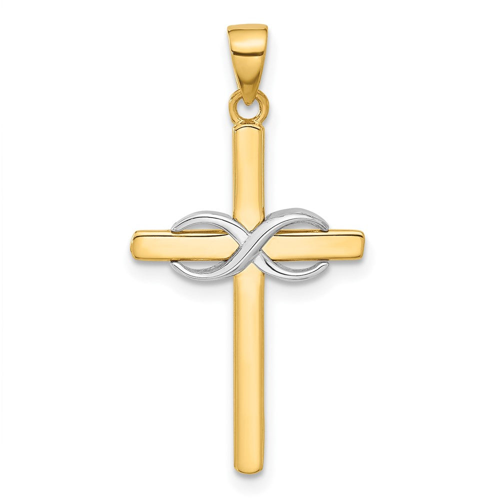 14K Bicolor Poliert Unendlichkeit Kreuz Anhänger
