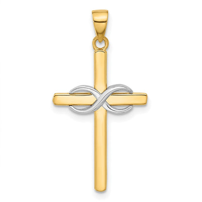 14K Bicolor Poliert Unendlichkeit Kreuz Anhänger