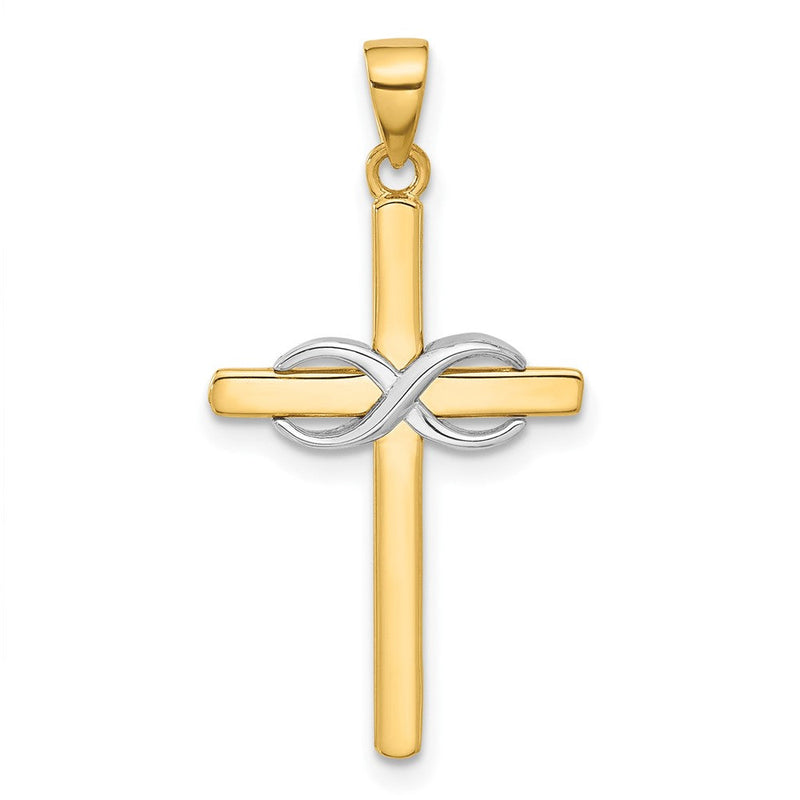 14K Bicolor Poliert Unendlichkeit Kreuz Anhänger