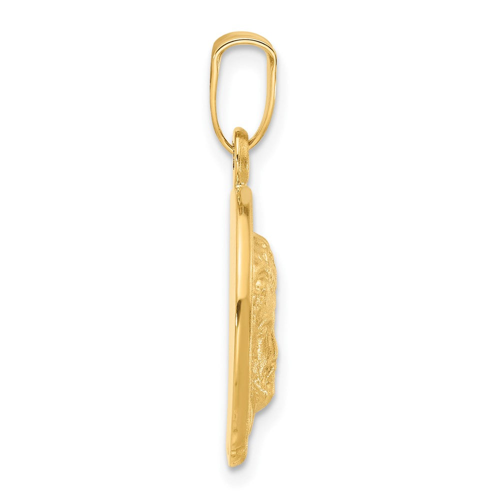 14K Gelbgold Satiniert Jesus Medaille Anhänger