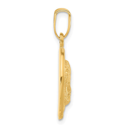 14K Gelbgold Satiniert Jesus Medaille Anhänger