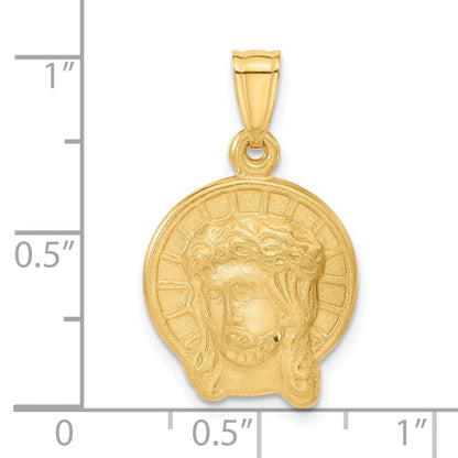 14K Gelbgold Satiniert Jesus Medaille Anhänger