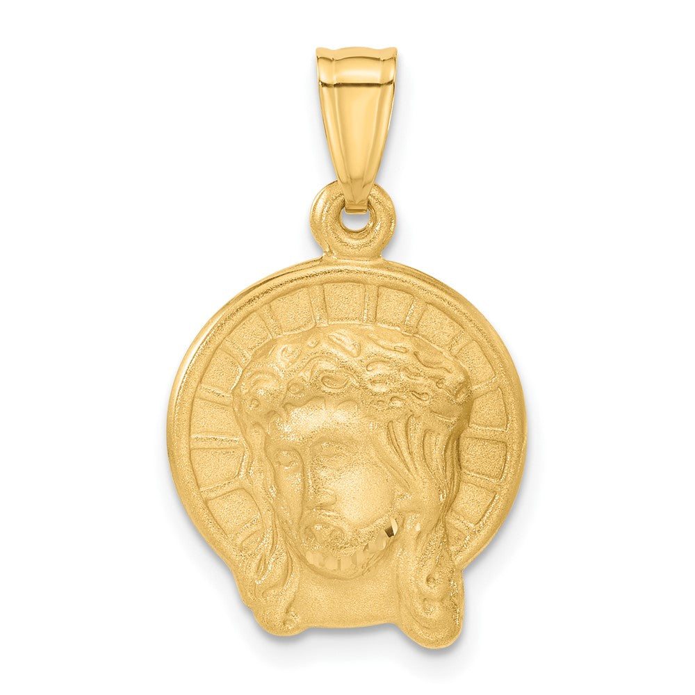 14K Gelbgold Satiniert Jesus Medaille Anhänger
