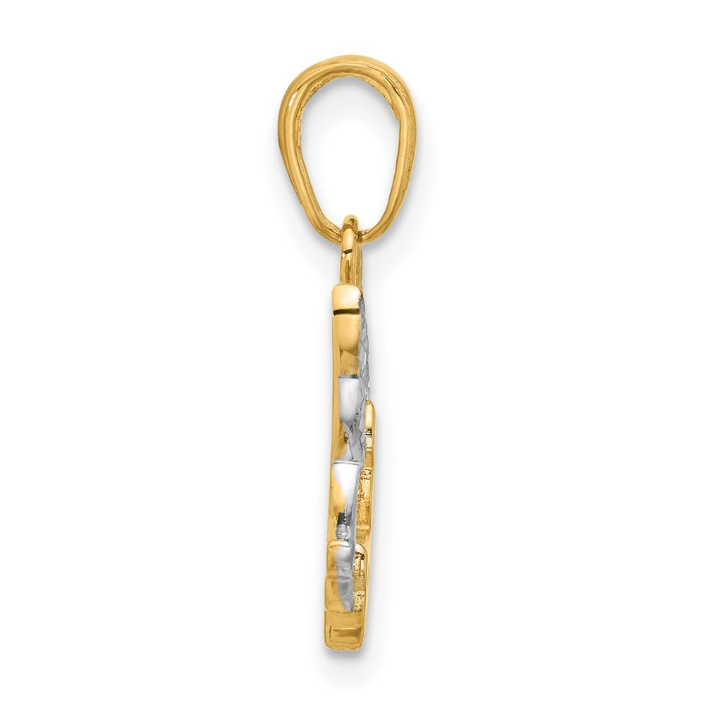 14K Gelb & Rhodium mit Weiß Rhodium Diamantiert Doves Anhänger
