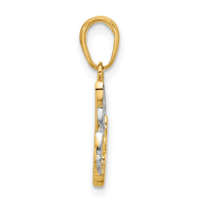 14K Gelb & Rhodium mit Weiß Rhodium Diamantiert Doves Anhänger