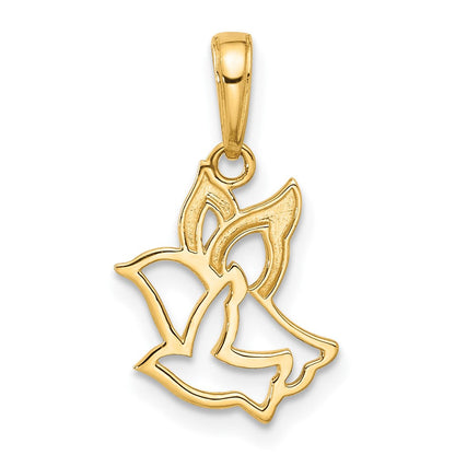 14K Gelb & Rhodium mit Weiß Rhodium Diamantiert Doves Anhänger