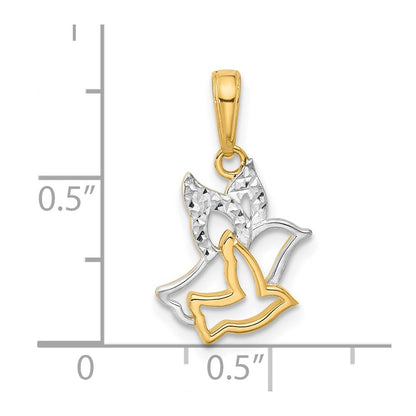 14K Gelb & Rhodium mit Weiß Rhodium Diamantiert Doves Anhänger
