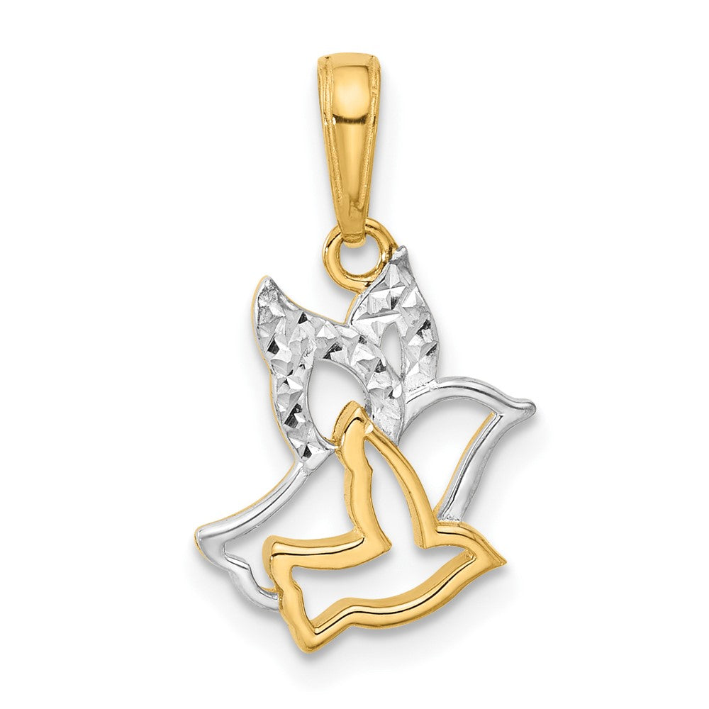 14K Gelb & Rhodium mit Weiß Rhodium Diamantiert Doves Anhänger