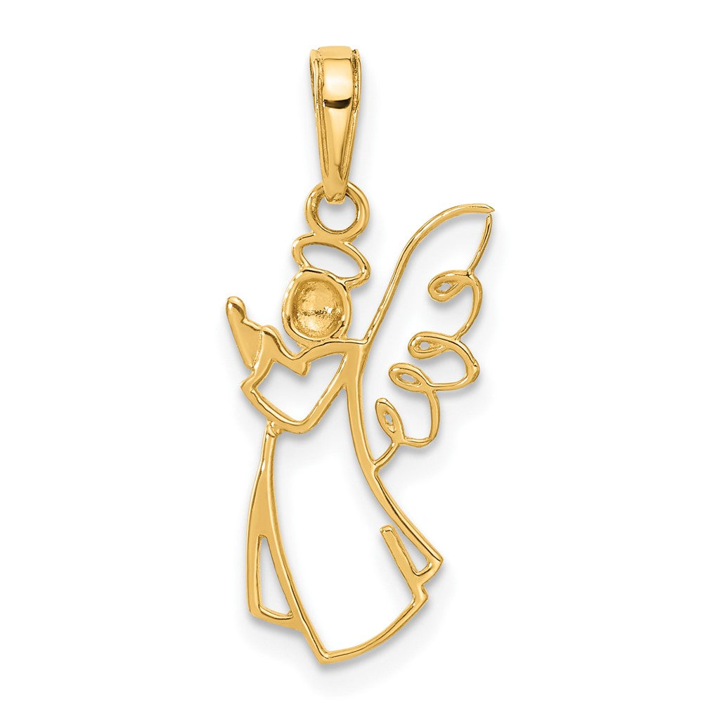 14K Gelb & Rhodium mit Weiß Rhodium Diamantiert Engel Anhänger