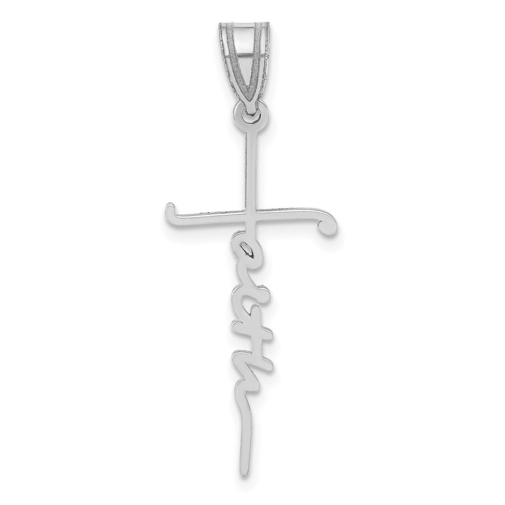 14K Weißgold Glaube Kreuz Charm