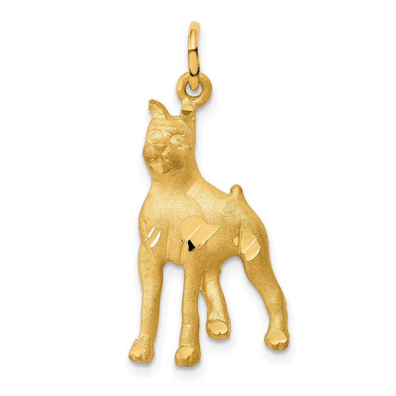 14K Gelbgold massiver polierter Boxer-Charm