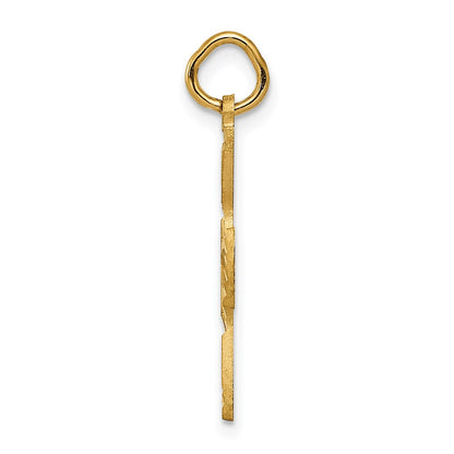 14K Gelbgold Satiniert und Diamantiert Taube Charm