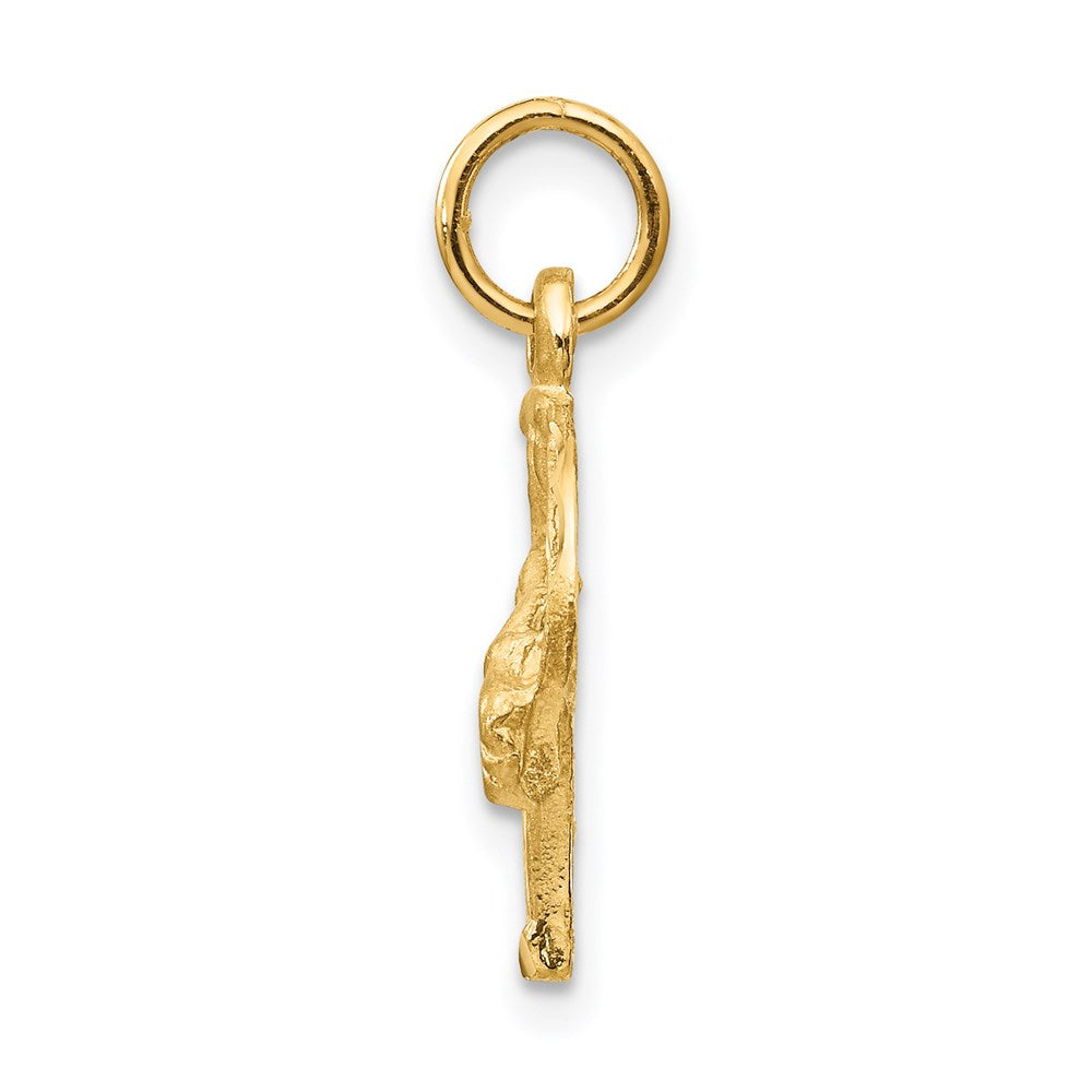14K Gelbgold Diamantiert Pferd Kopf in Hufeisen Charm