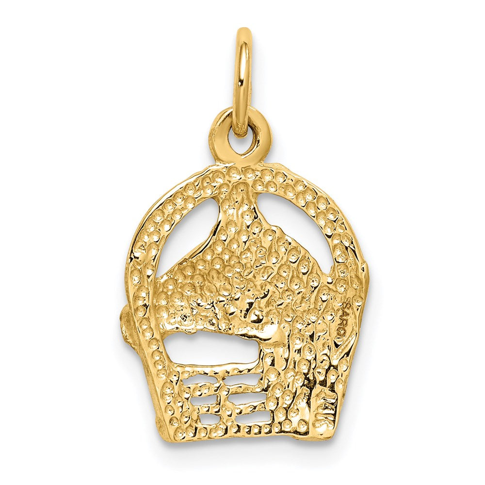 14K Gelbgold Diamantiert Pferd Kopf in Hufeisen Charm