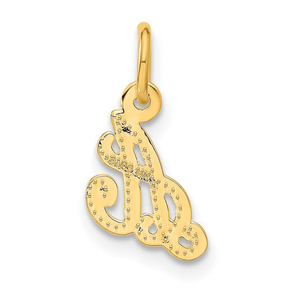 14K Gelbgold 14ky Schreibschrift Buchstabe A Initiale Charm