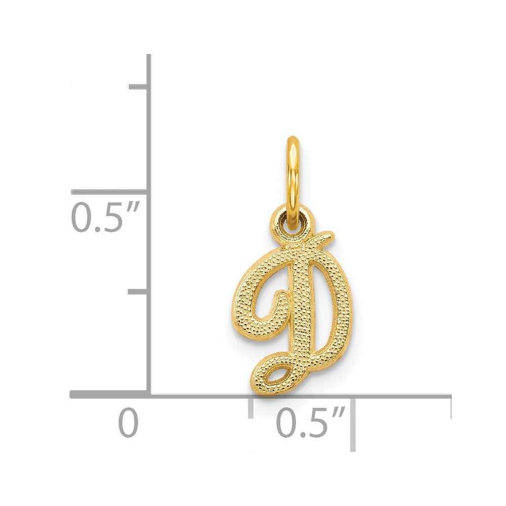 14K Gelbgold 14ky Schreibschrift Buchstabe D Initiale Charm