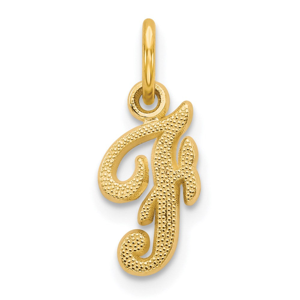 14K Gelbgold 14ky Schreibschrift Buchstabe F Initiale Charm