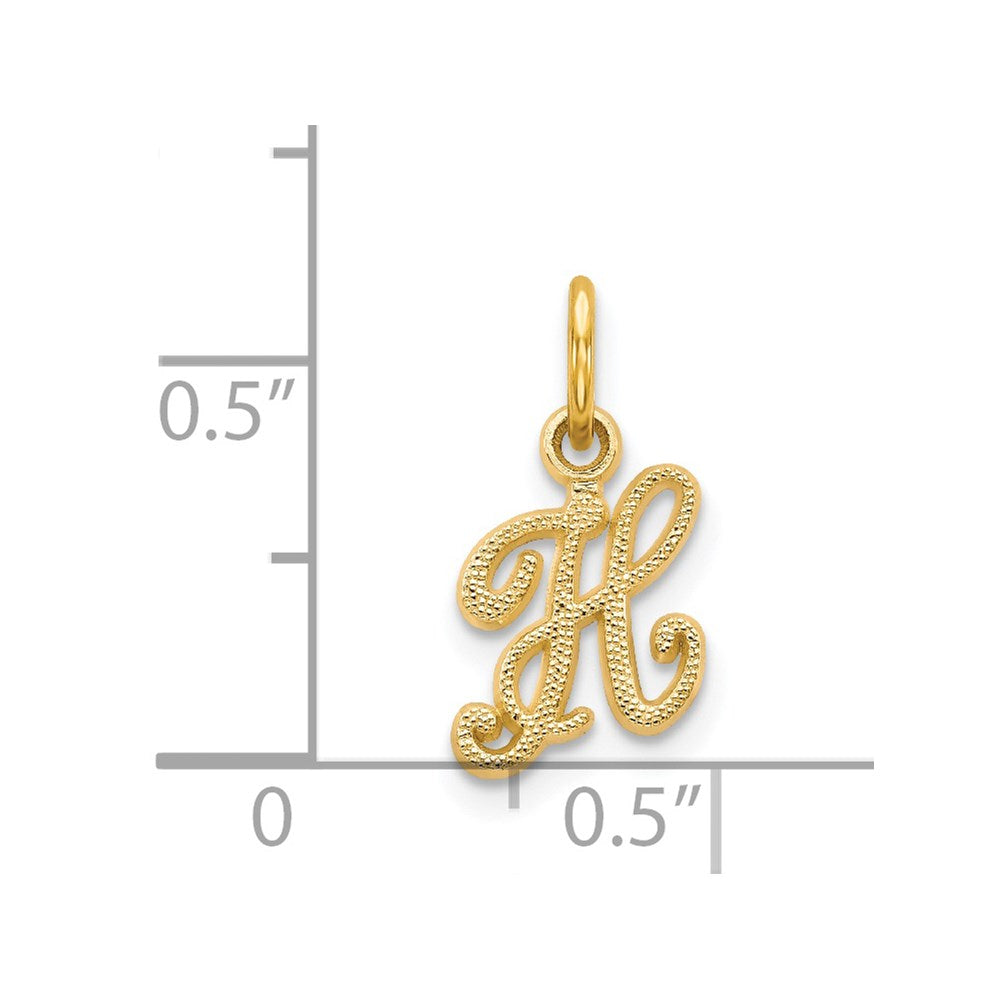 14K Gelbgold 14ky Schreibschrift Buchstabe H Initiale Charm