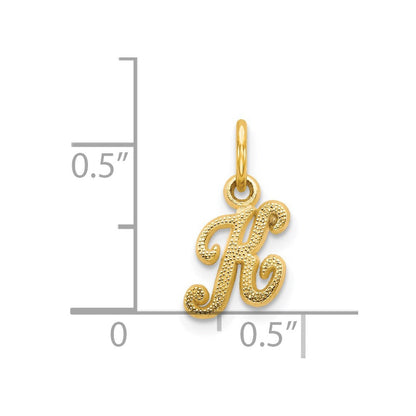 14K Gelbgold 14ky Schreibschrift Buchstabe K Initiale Charm