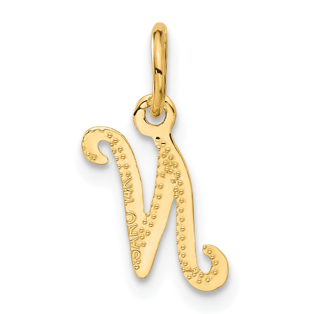 14K Gelbgold 14ky Schreibschrift Buchstabe N Initiale Charm