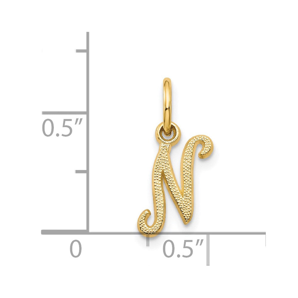 14K Gelbgold 14ky Schreibschrift Buchstabe N Initiale Charm