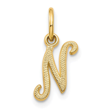 14K Gelbgold 14ky Schreibschrift Buchstabe N Initiale Charm