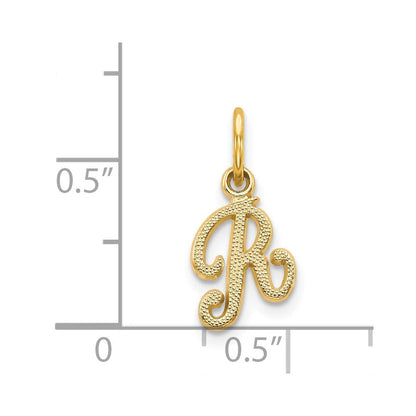 14K Gelbgold 14ky Schreibschrift Buchstabe R Initiale Charm