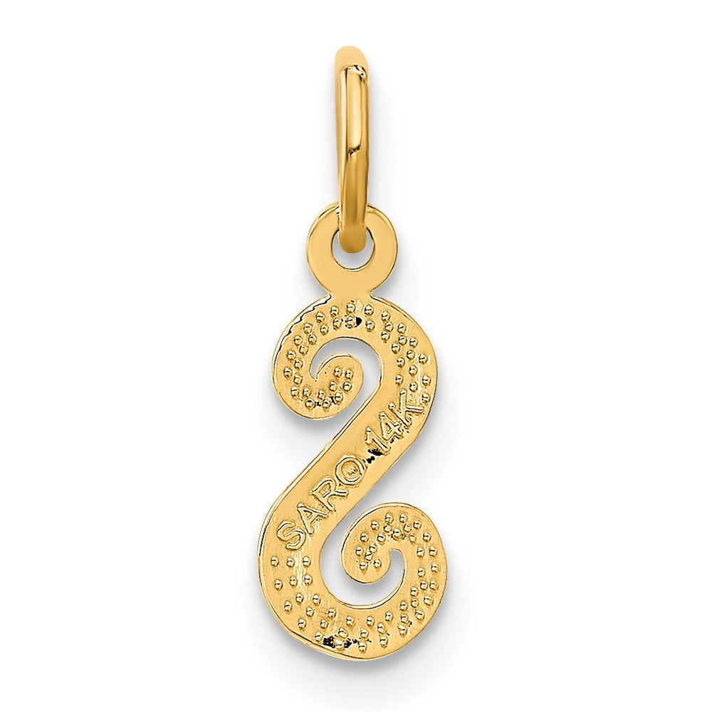 14K Gelbgold 14ky Schreibschrift Buchstabe S Initiale Charm