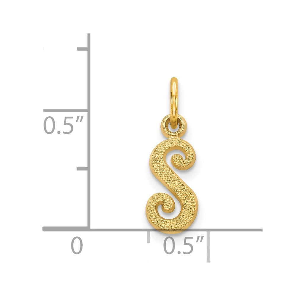14K Gelbgold 14ky Schreibschrift Buchstabe S Initiale Charm