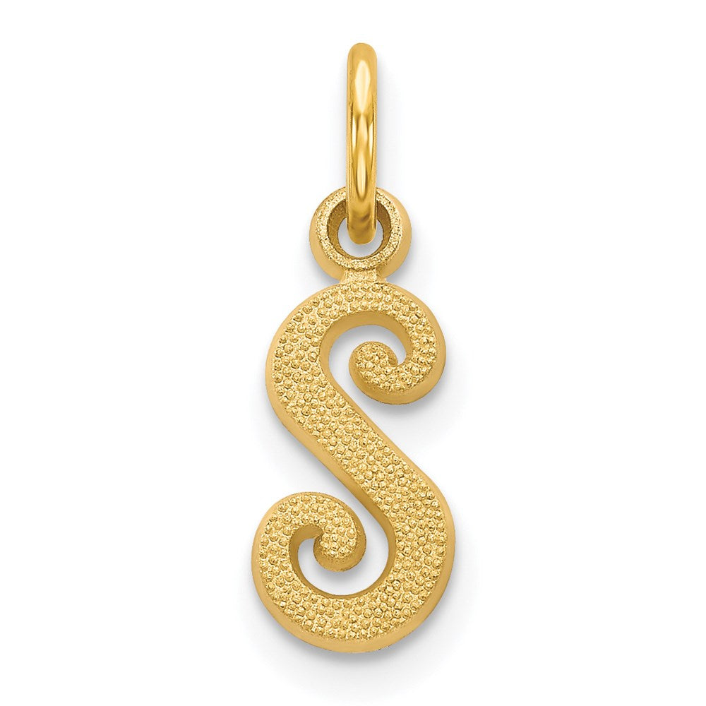 14K Gelbgold 14ky Schreibschrift Buchstabe S Initiale Charm
