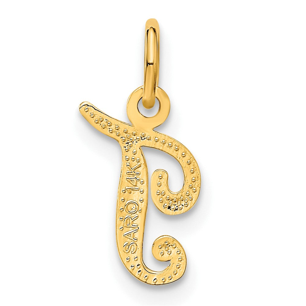 14K Gelbgold 14ky Schreibschrift Buchstabe T Initiale Charm