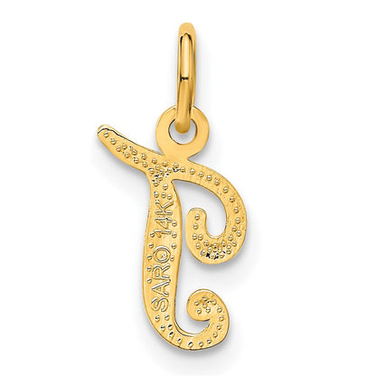 14K Gelbgold 14ky Schreibschrift Buchstabe T Initiale Charm