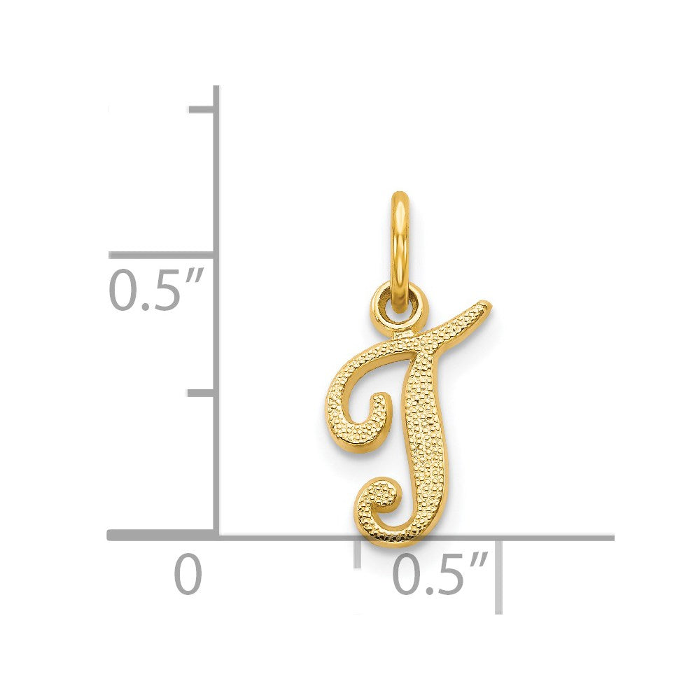 14K Gelbgold 14ky Schreibschrift Buchstabe T Initiale Charm