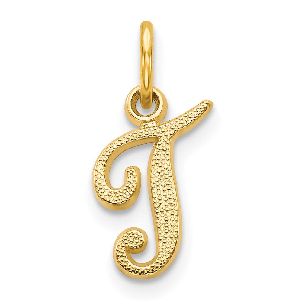 14K Gelbgold 14ky Schreibschrift Buchstabe T Initiale Charm