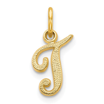 14K Gelbgold 14ky Schreibschrift Buchstabe T Initiale Charm