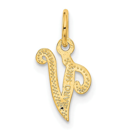 14K Gelbgold 14ky Schreibschrift Buchstabe V Initiale Charm