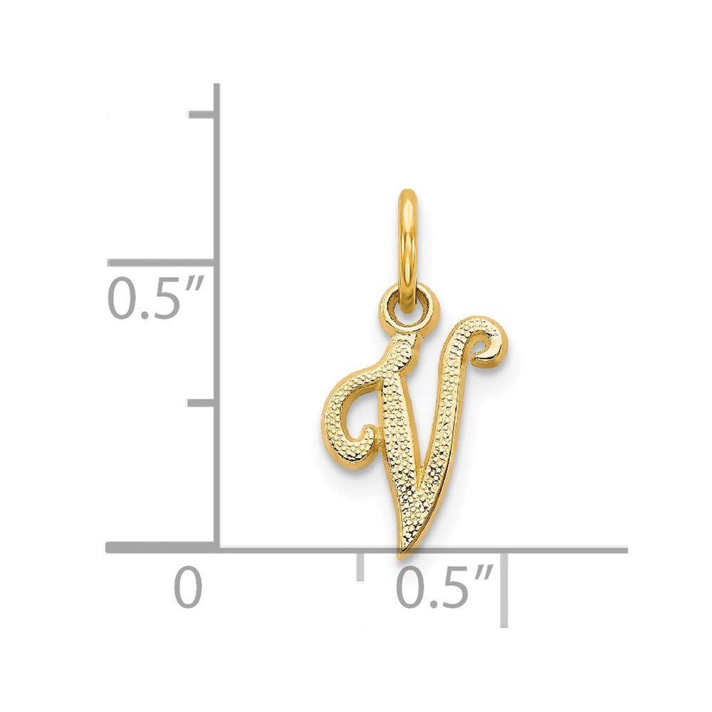 14K Gelbgold 14ky Schreibschrift Buchstabe V Initiale Charm