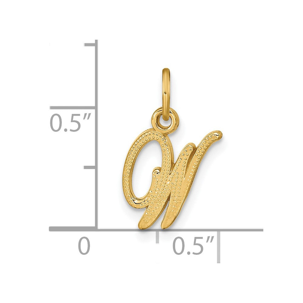 14K Gelbgold 14ky Schreibschrift Buchstabe W Initiale Charm