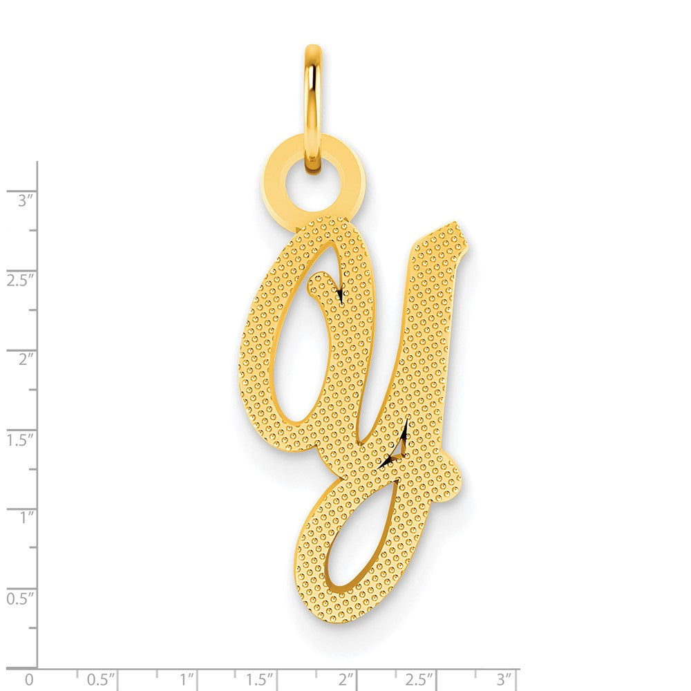 14K Gelbgold Casted Initiale Y Charm